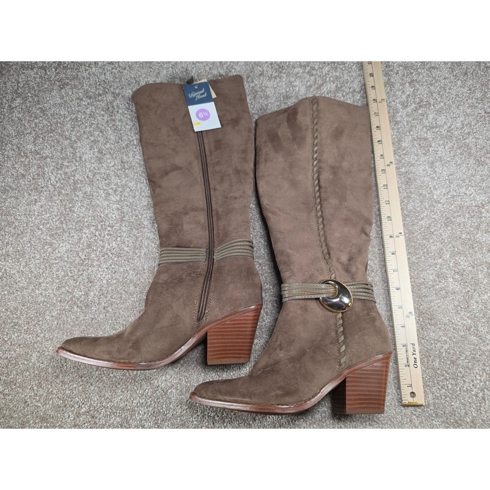 Universal Thread Rio Gray Taupe Faux Suede Tall Western Boots 6.5 NEW